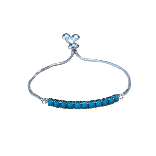 Sterling Silver Turquoise Bar Adjustable Bracelet