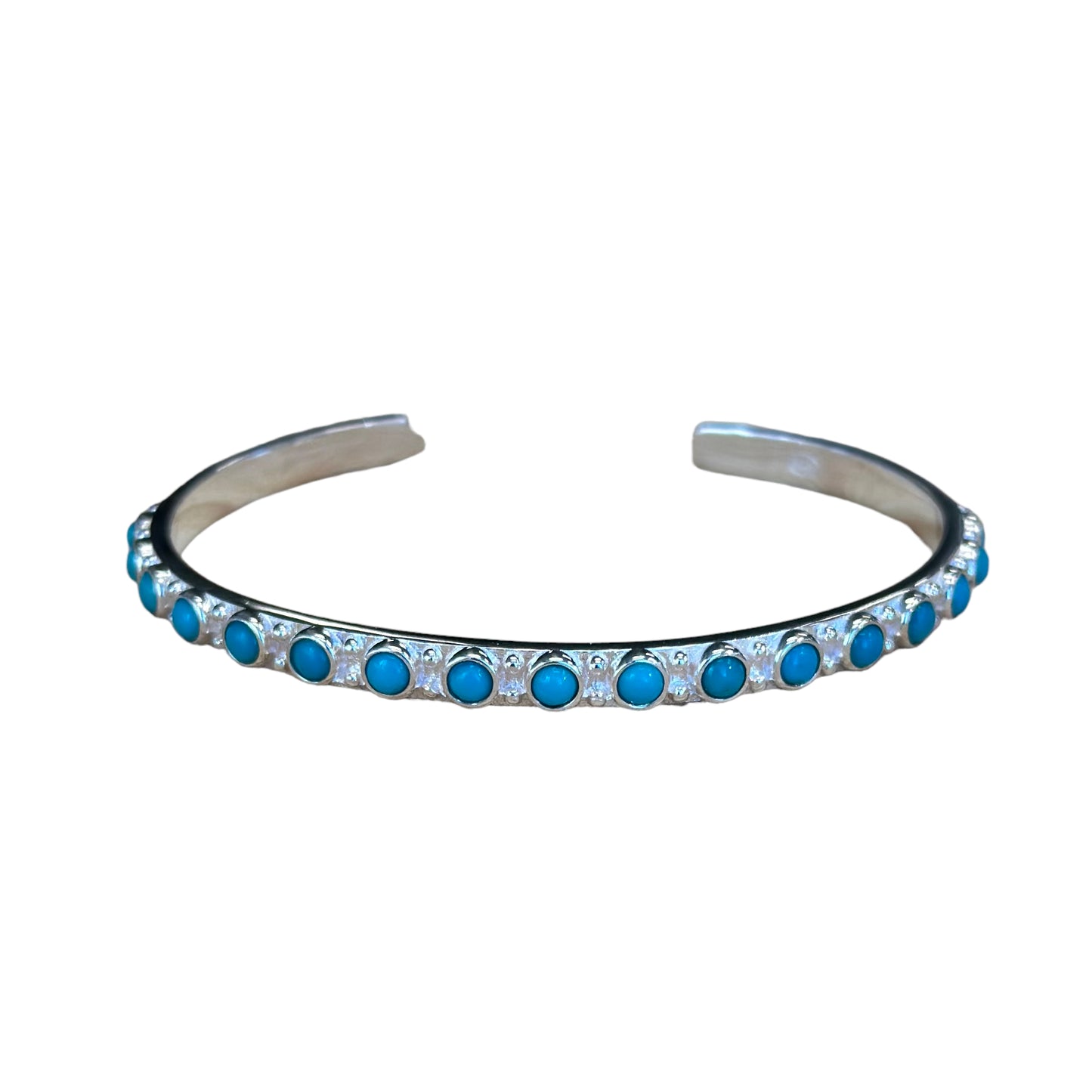 Sterling Silver 29-Stone Turquoise Row Cuff Bracelet