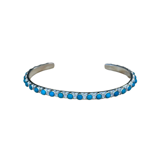 Sterling Silver 17-Stone Turquoise Row Cuff Bracelet