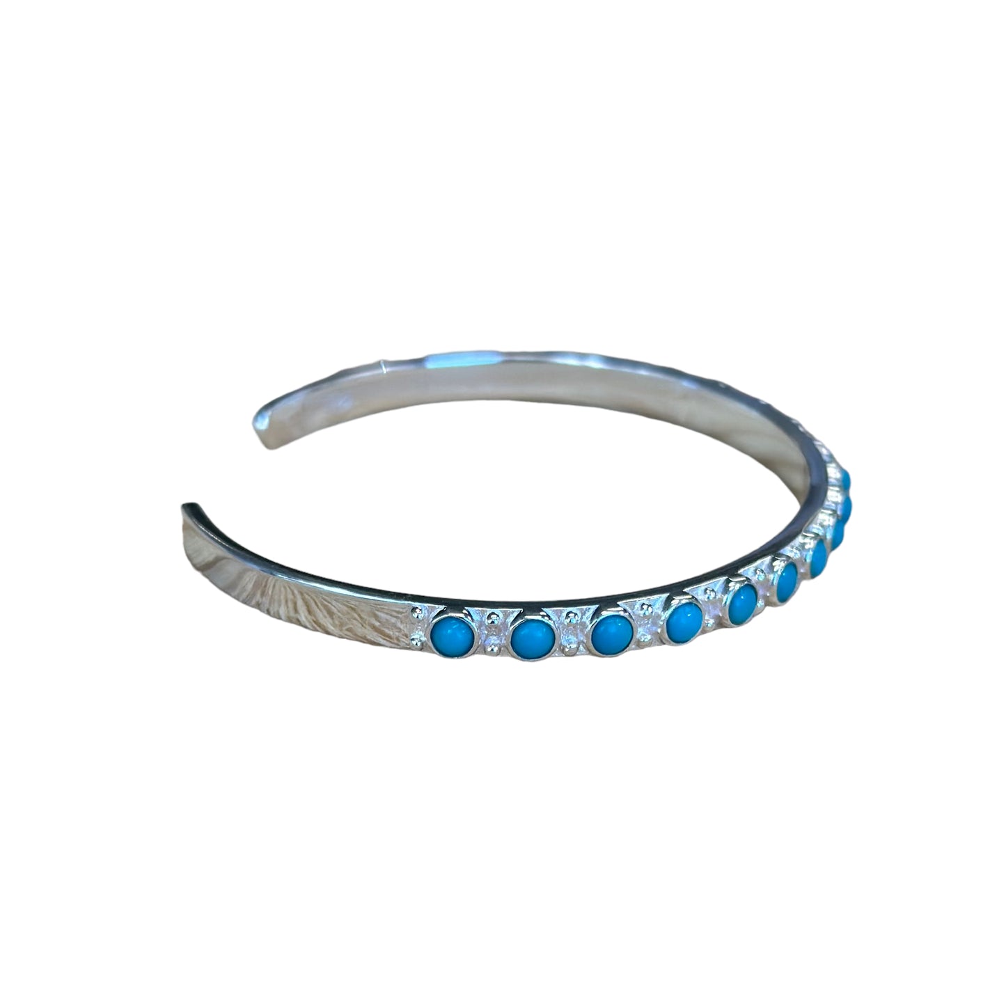 Sterling Silver 17-Stone Turquoise Row Cuff Bracelet