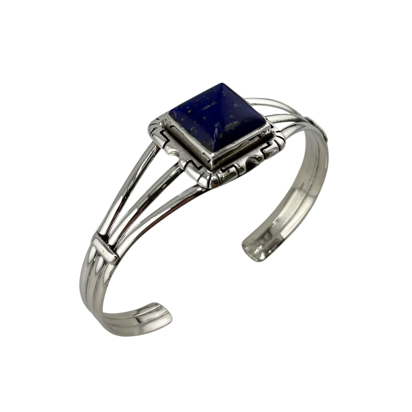 Lapis Row Cuff Bracelet Sterling Silver