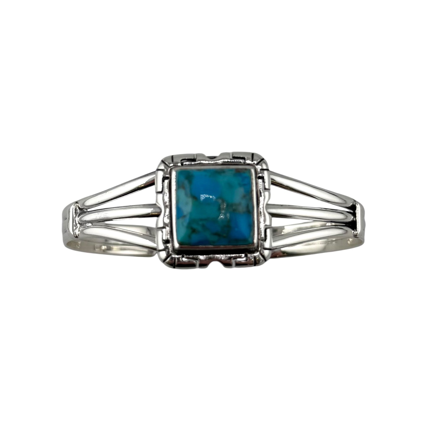 Turquoise Row Cuff Bracelet Sterling Silver