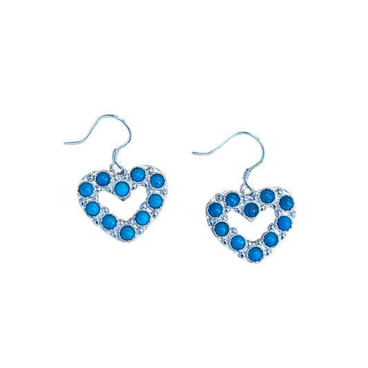 Sterling Silver Turquoise Heart Dangle Earrings