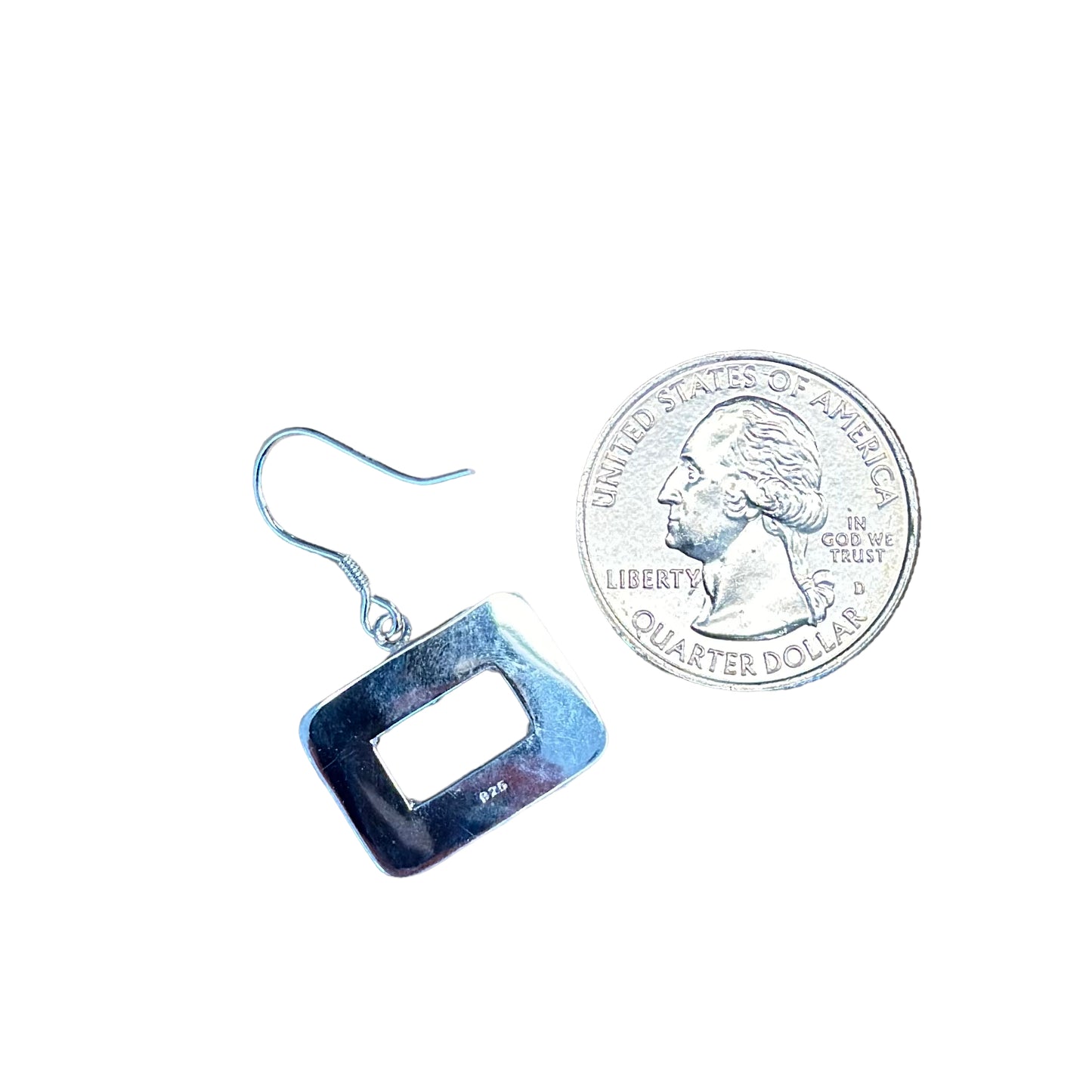 Sterling Silver Turquoise Rectangle Dangle Earrings