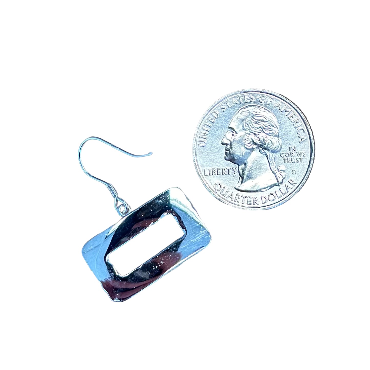 Sterling Silver Turquoise Rectangle Dangle Earrings