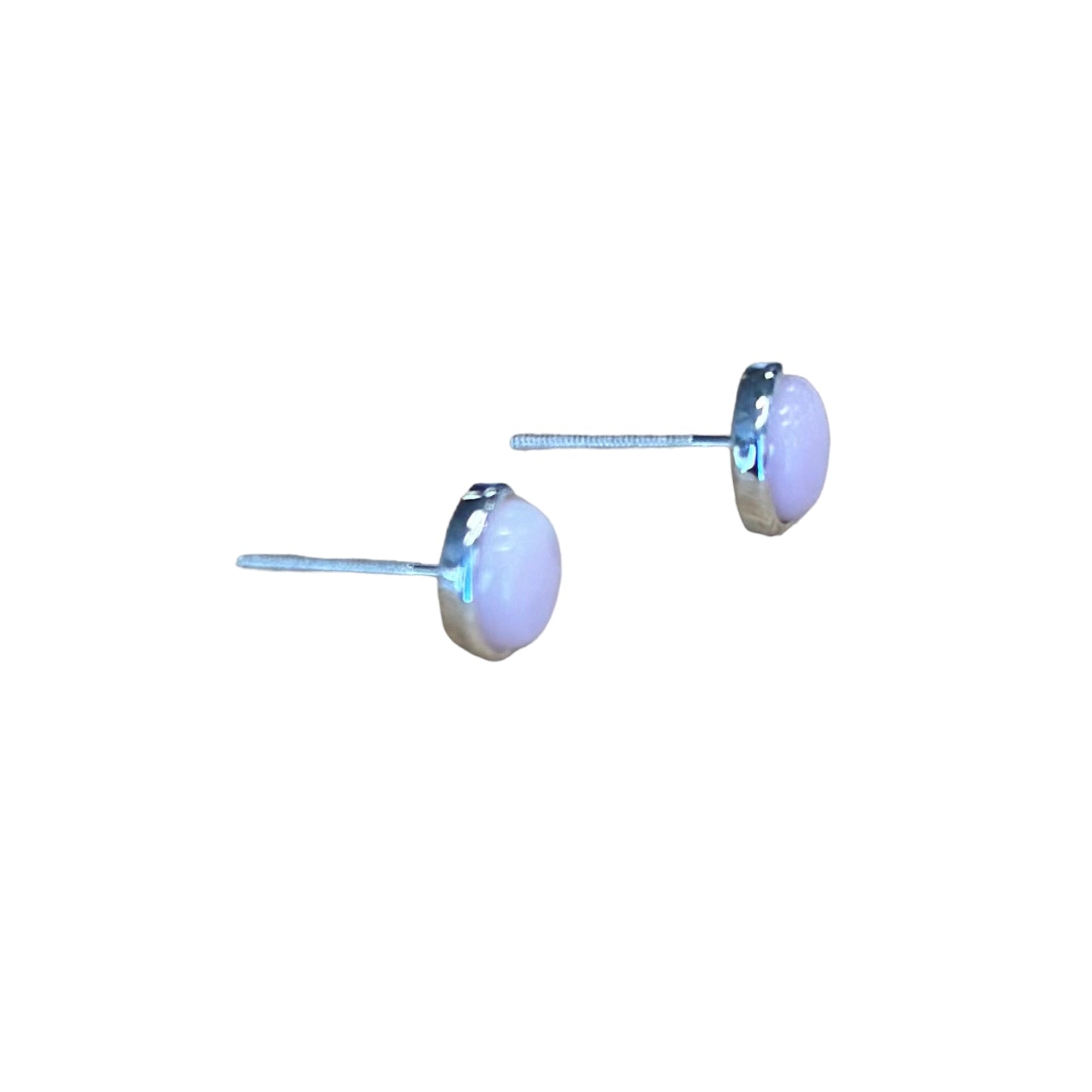 Sterling Silver Pink Conch Round Screwback Post Earrings