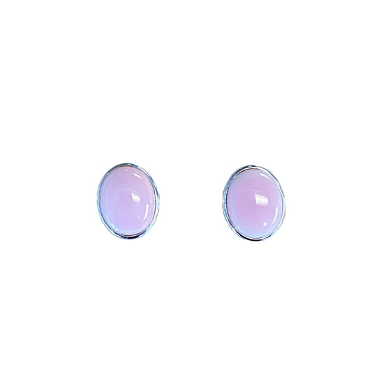Sterling Silver Pink Conch Oval Screwback Post Earrings