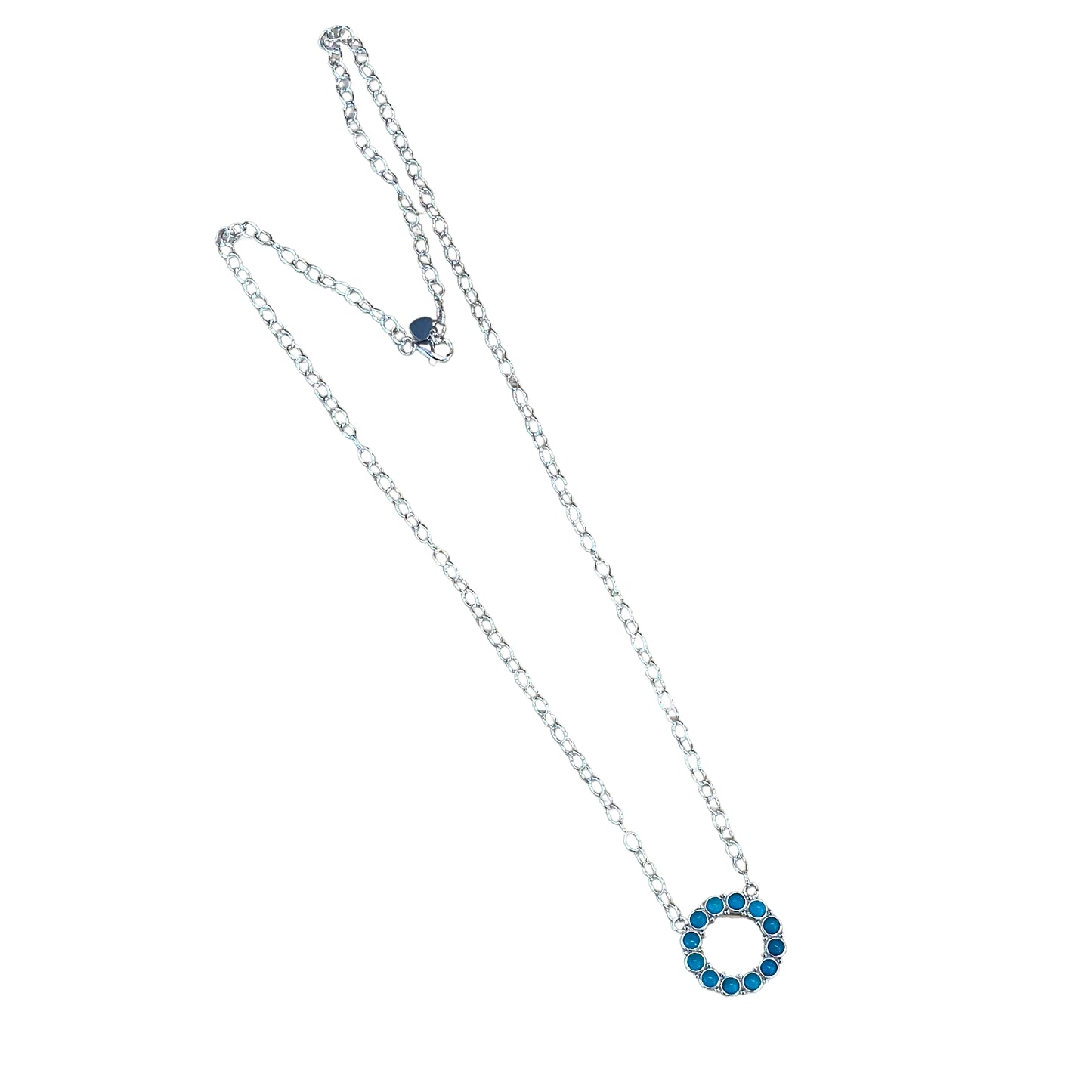 Sterling Silver Turquoise Round Bar Style Necklace