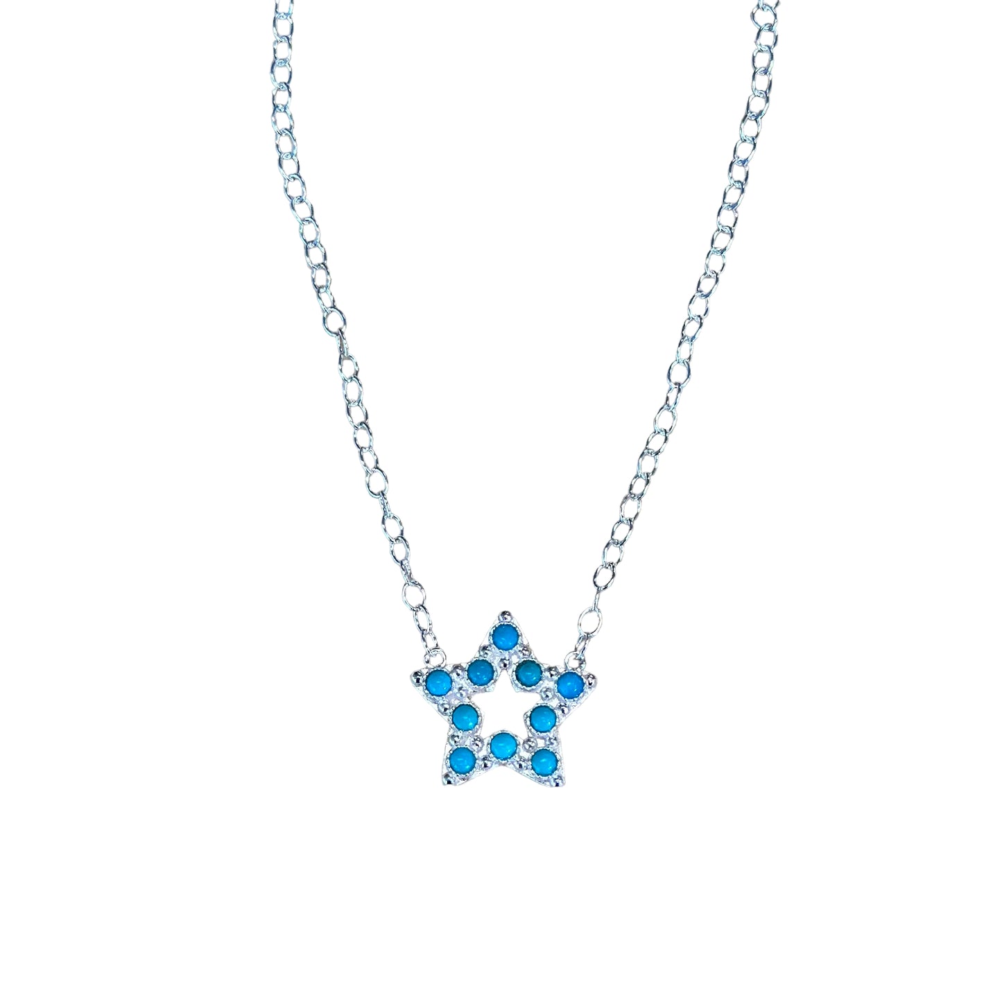 Sterling Silver Turquoise Star Bar Style Necklace