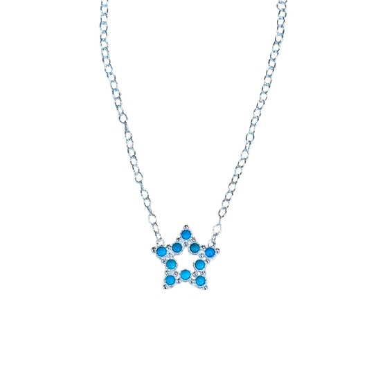 Sterling Silver Turquoise Star Bar Style Necklace