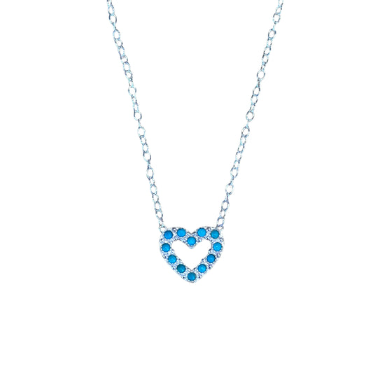 Sterling Silver Turquoise Heart Bar Style Necklace