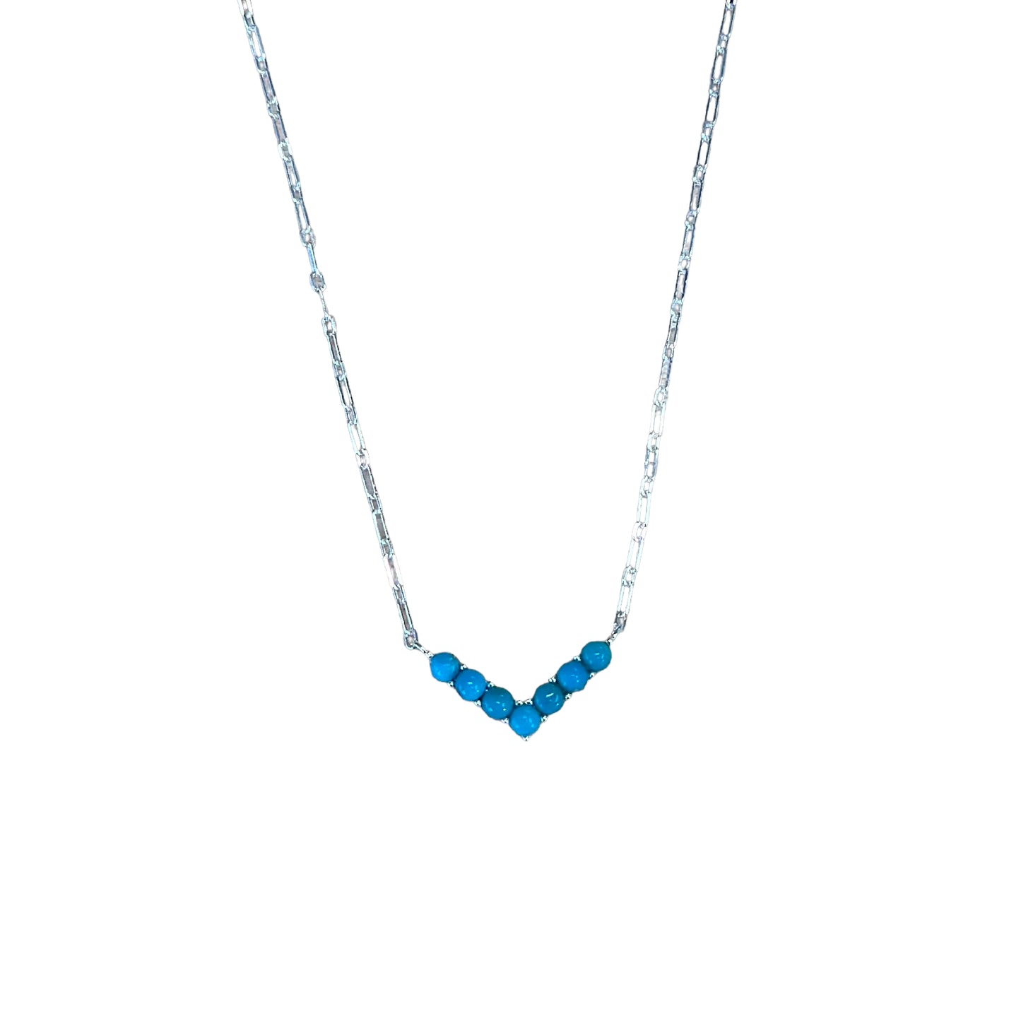 Sterling Silver Turquoise V Bar Style Necklace