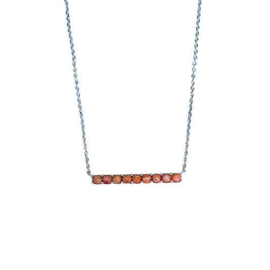 Sterling Silver Orange Spiny Oyster Bar Necklace