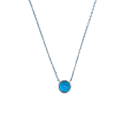 Sterling Silver Turquoise Round Bar Style Necklace