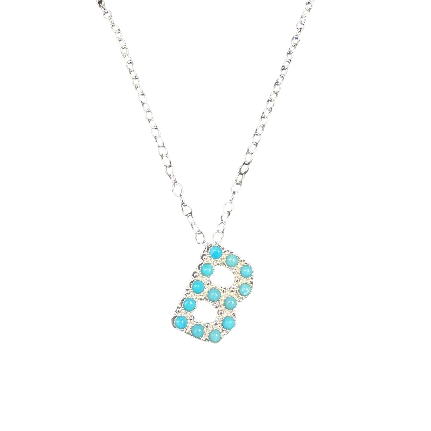 Turquoise Letter Initial Necklace Sterling Silver