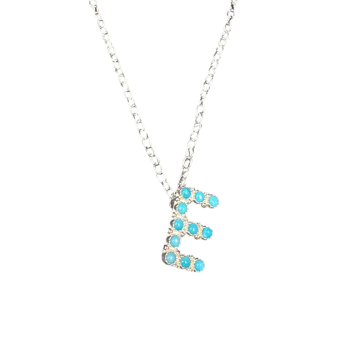 Turquoise Letter Initial Necklace Sterling Silver