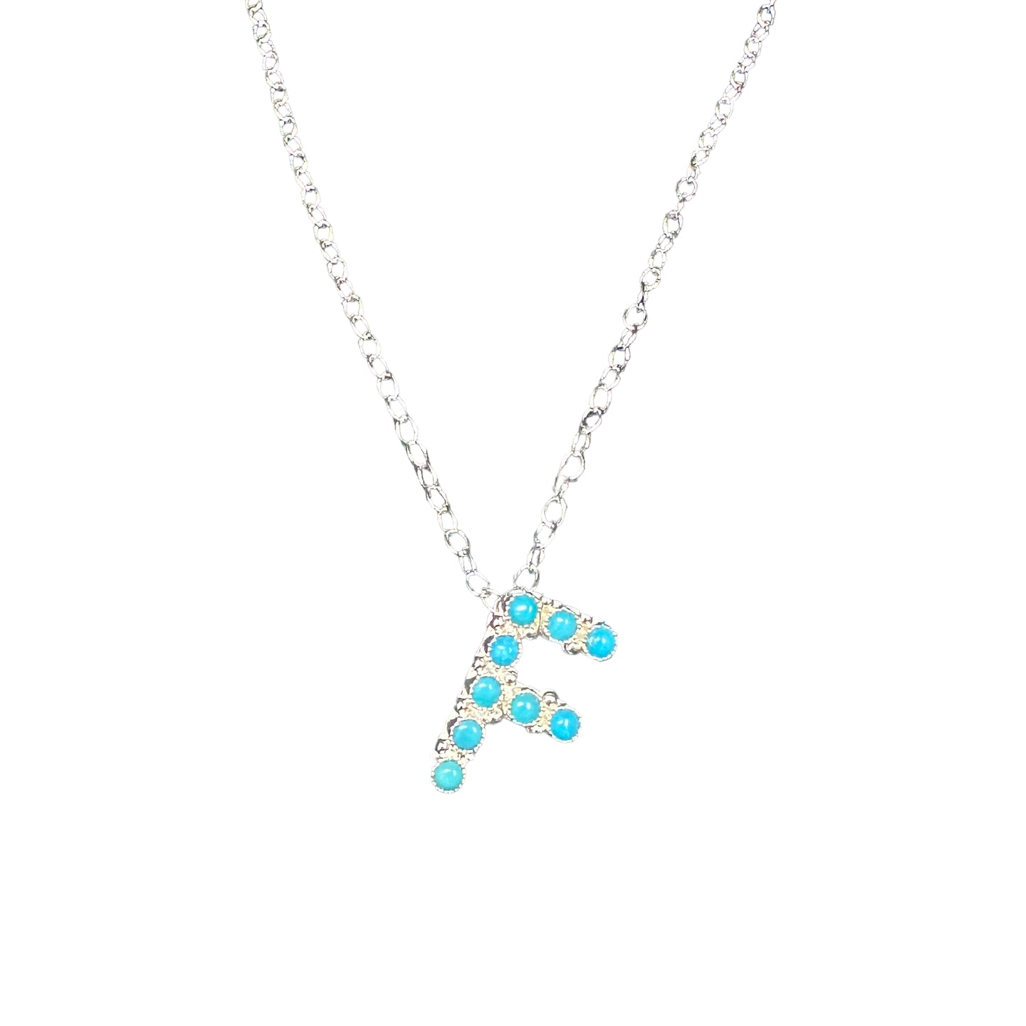 Turquoise Letter Initial Necklace Sterling Silver