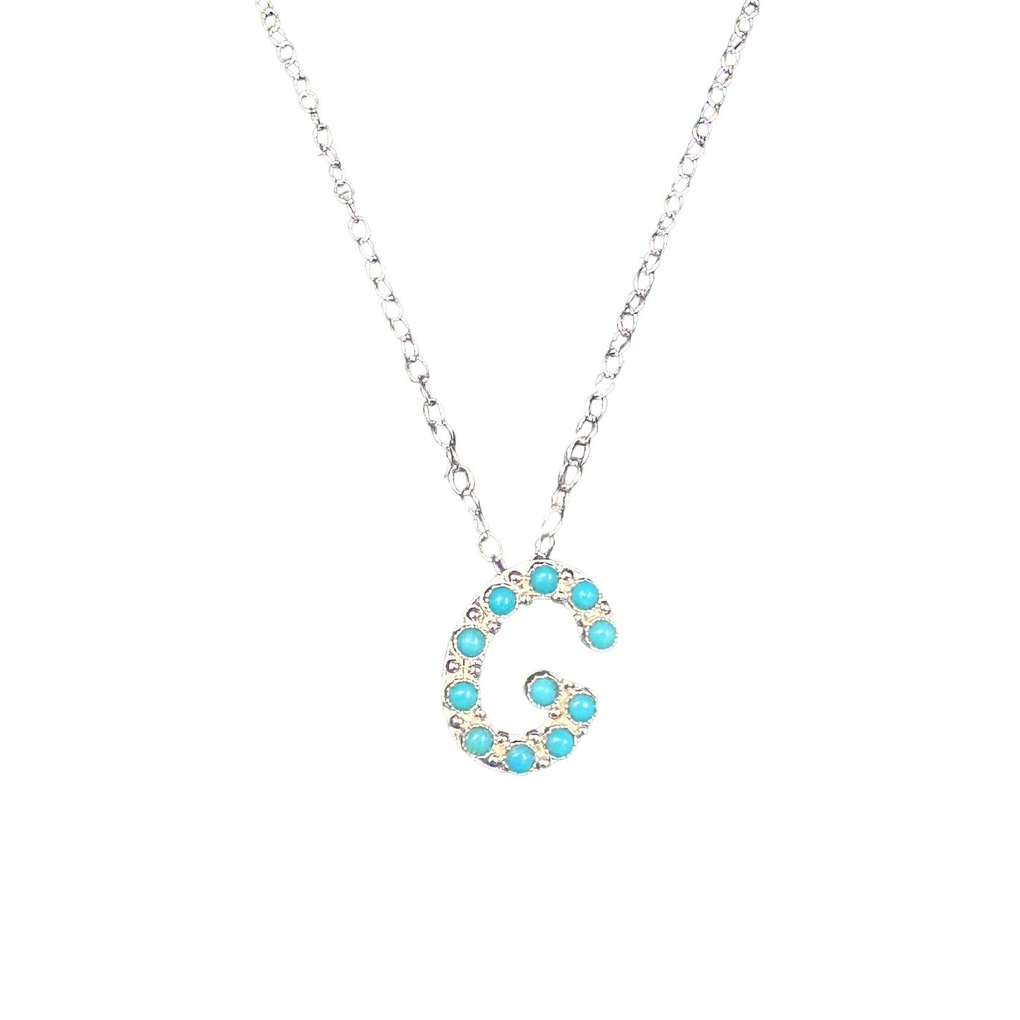 Turquoise Letter Initial Necklace Sterling Silver