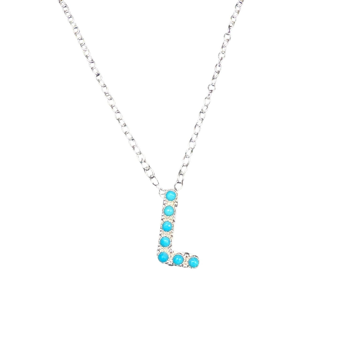 Turquoise Letter Initial Necklace Sterling Silver