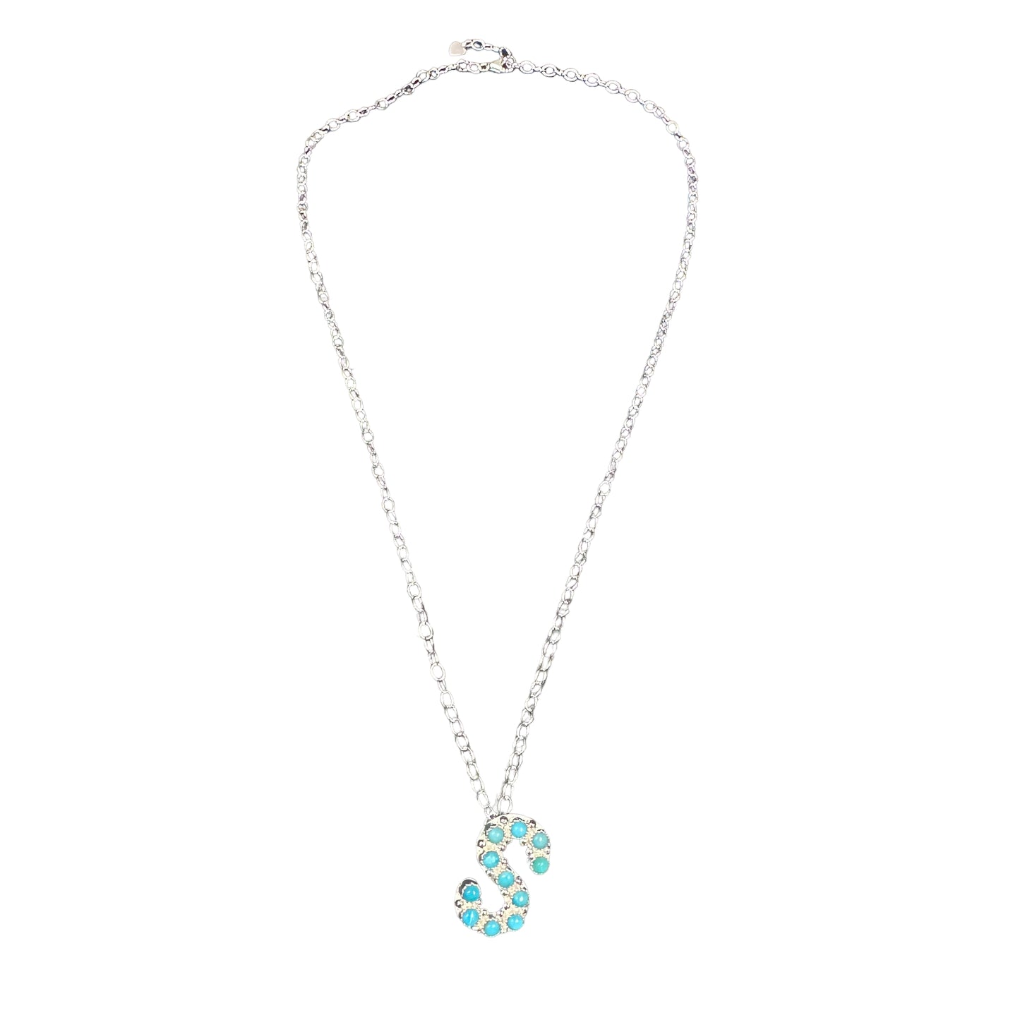 Turquoise Letter Initial Necklace Sterling Silver