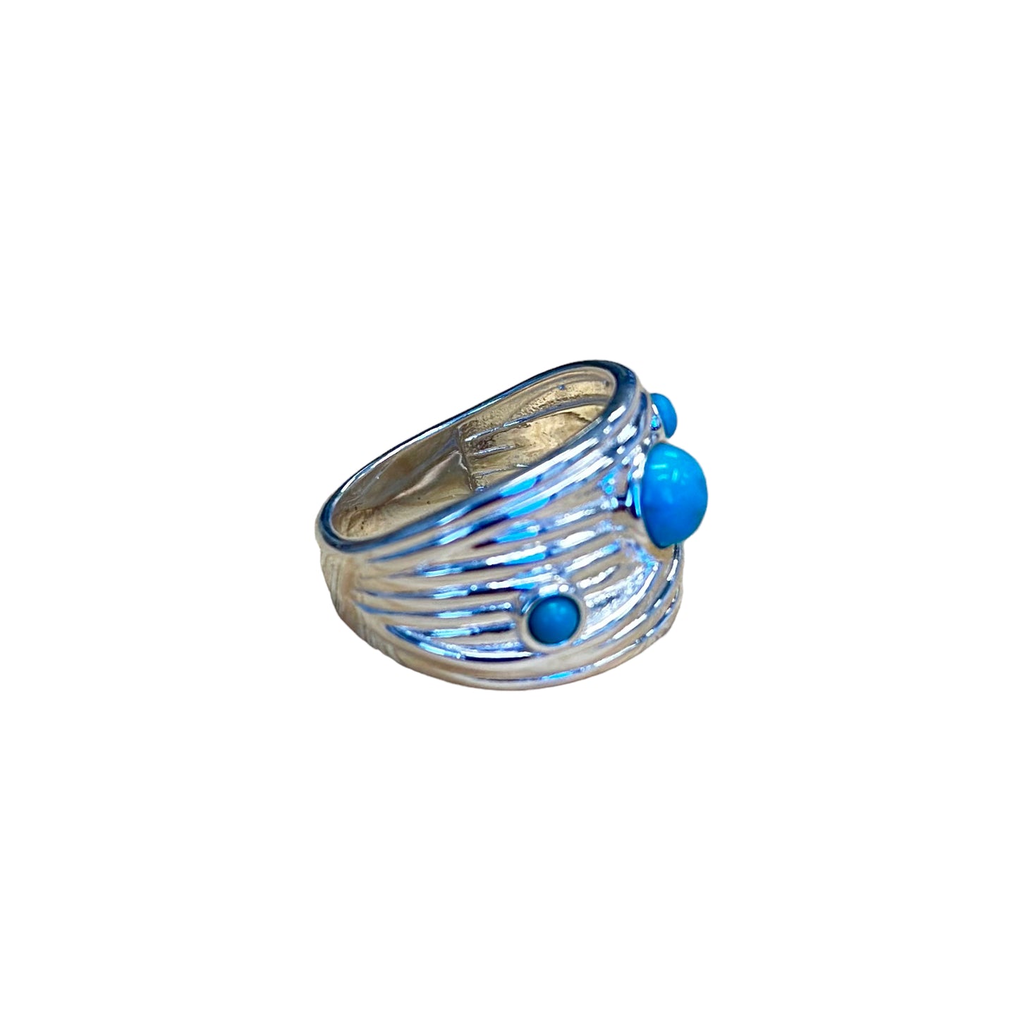 Sterling Silver 3-Stone Turquoise Ring