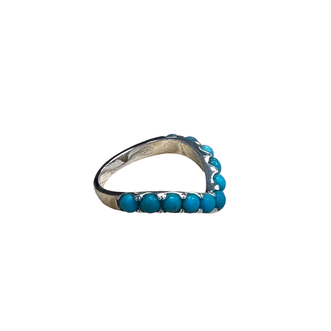 Turquoise 11-Stone V Ring Sterling Silver