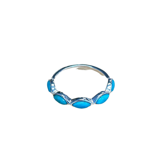 Turquoise 5-Stone Marquise Ring Sterling Silver