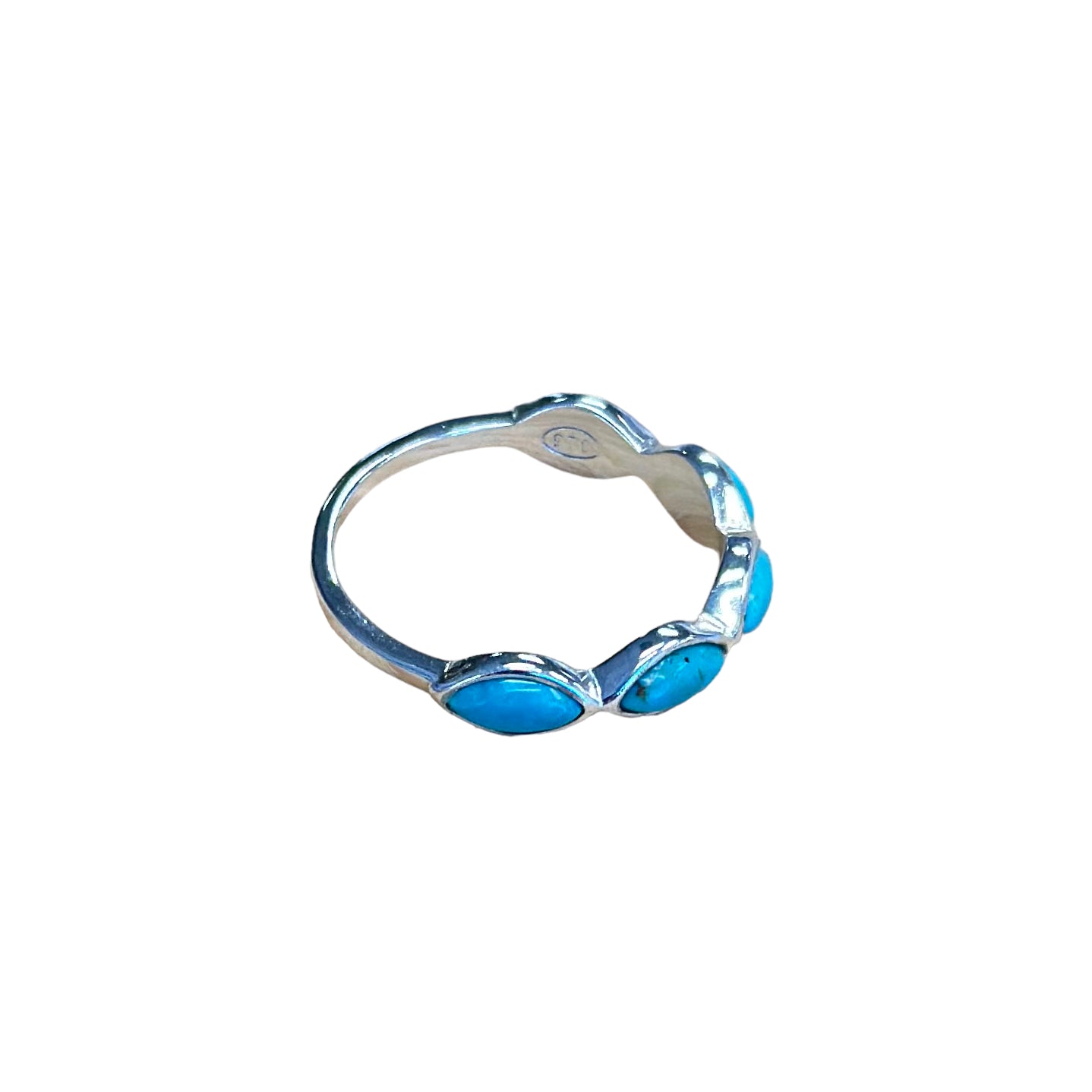 Turquoise 5-Stone Marquise Ring Sterling Silver