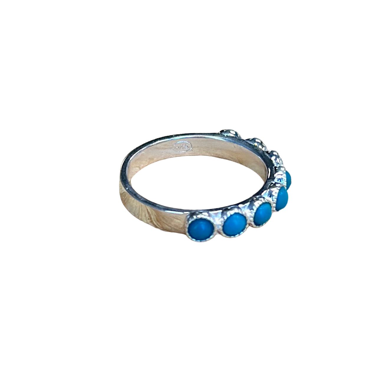 Sterling Silver 8-Stone Turquoise Band Ring