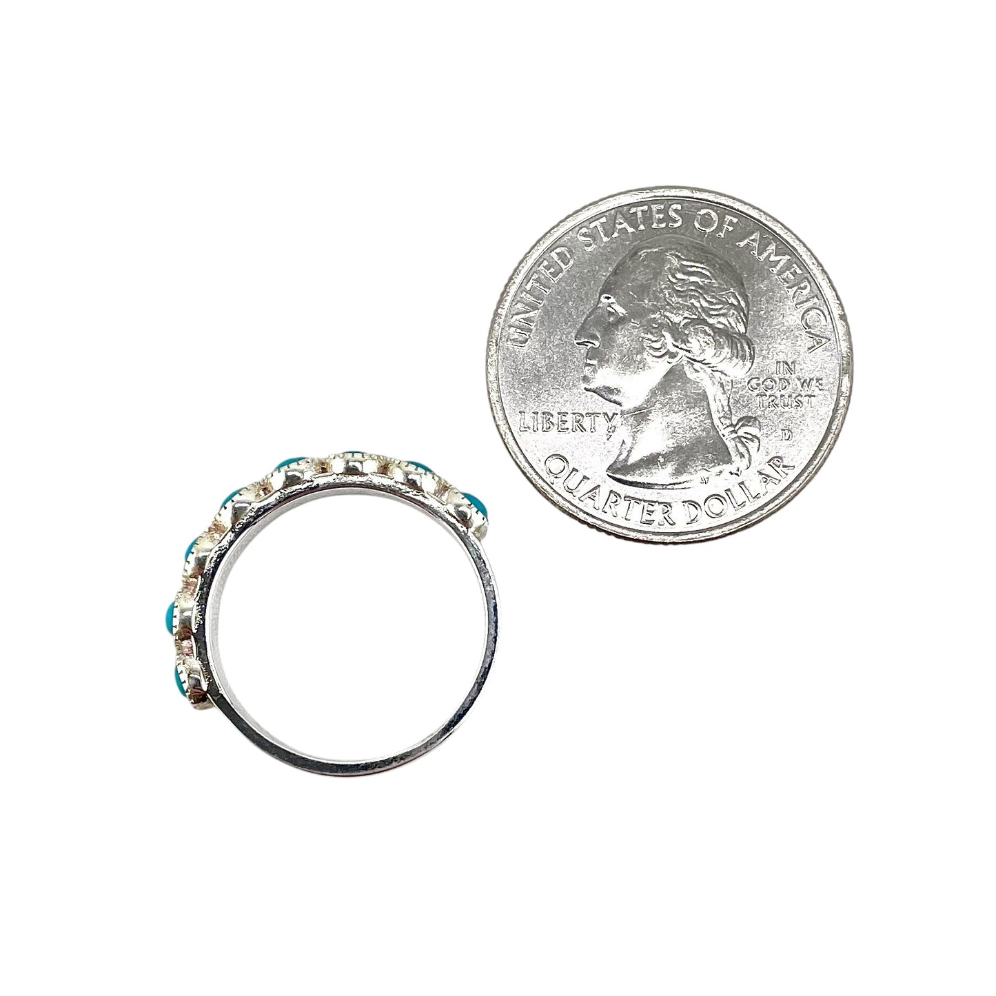 Sterling Silver 8-Stone Turquoise Band Ring