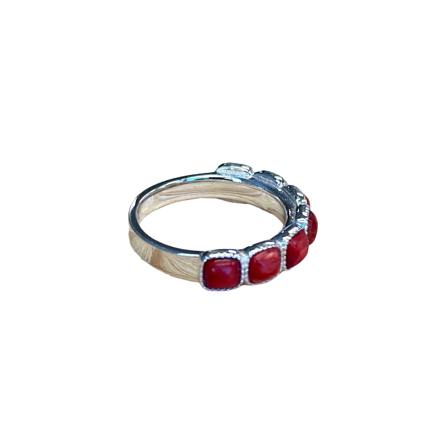 Red Spiny Oyster 7-Stone Ring Sterling Silver