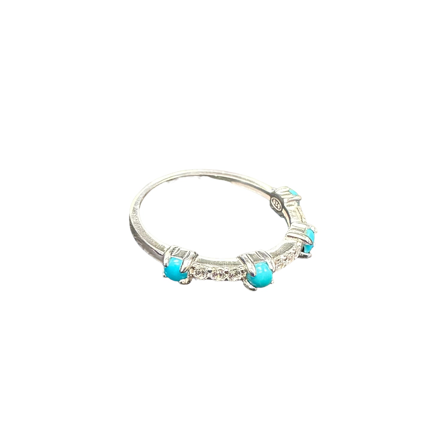 Turquoise & CZ Band Ring Sterling Silver