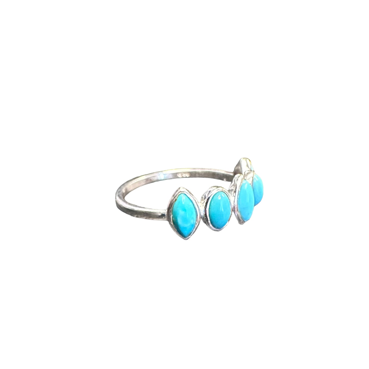Turquoise Marquis & Oval Row Ring Sterling Silver