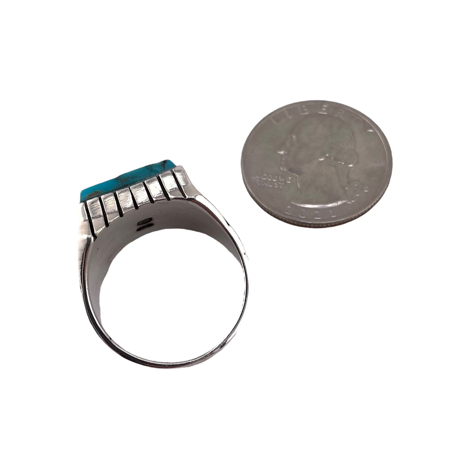 Turquoise Stone Rectangle Ring Sterling Silver