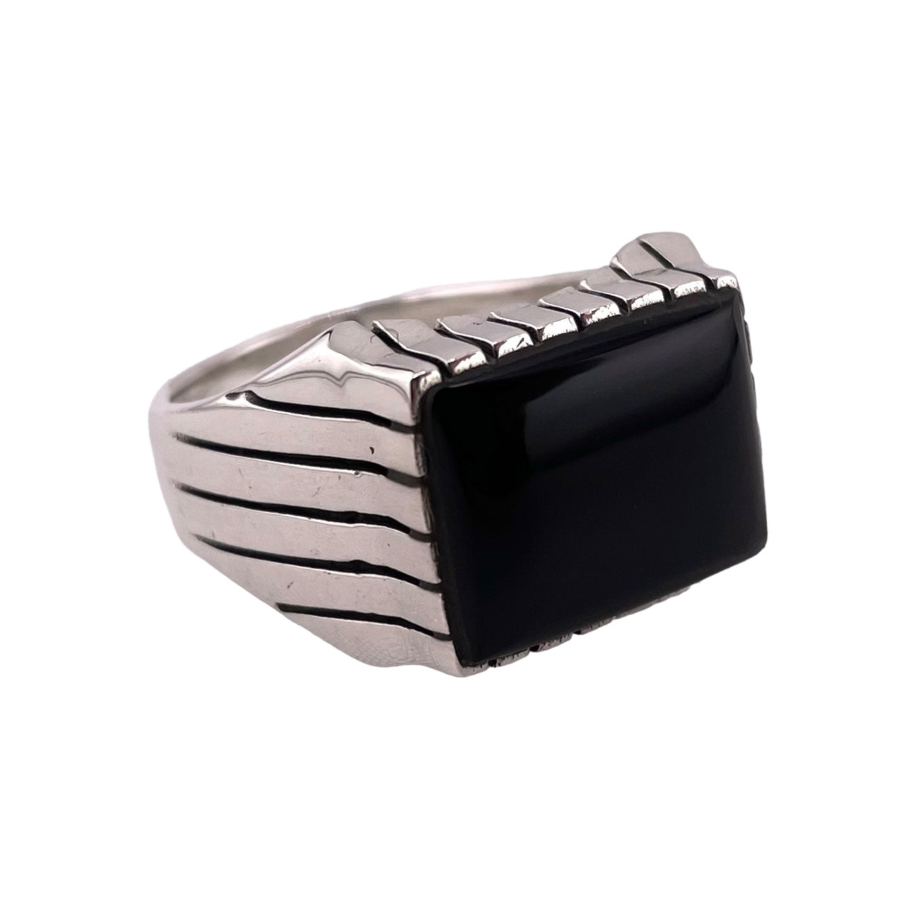 Black Onyx Stone Ring Sterling Silver