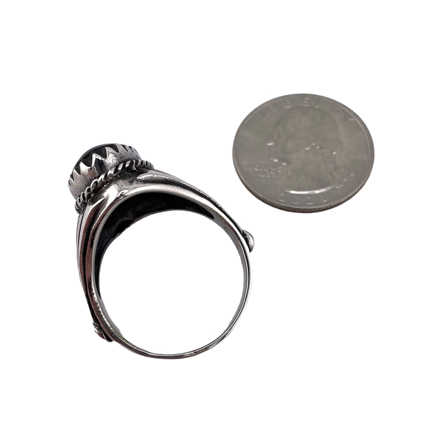 Black Onyx Stone Ring Sterling Silver