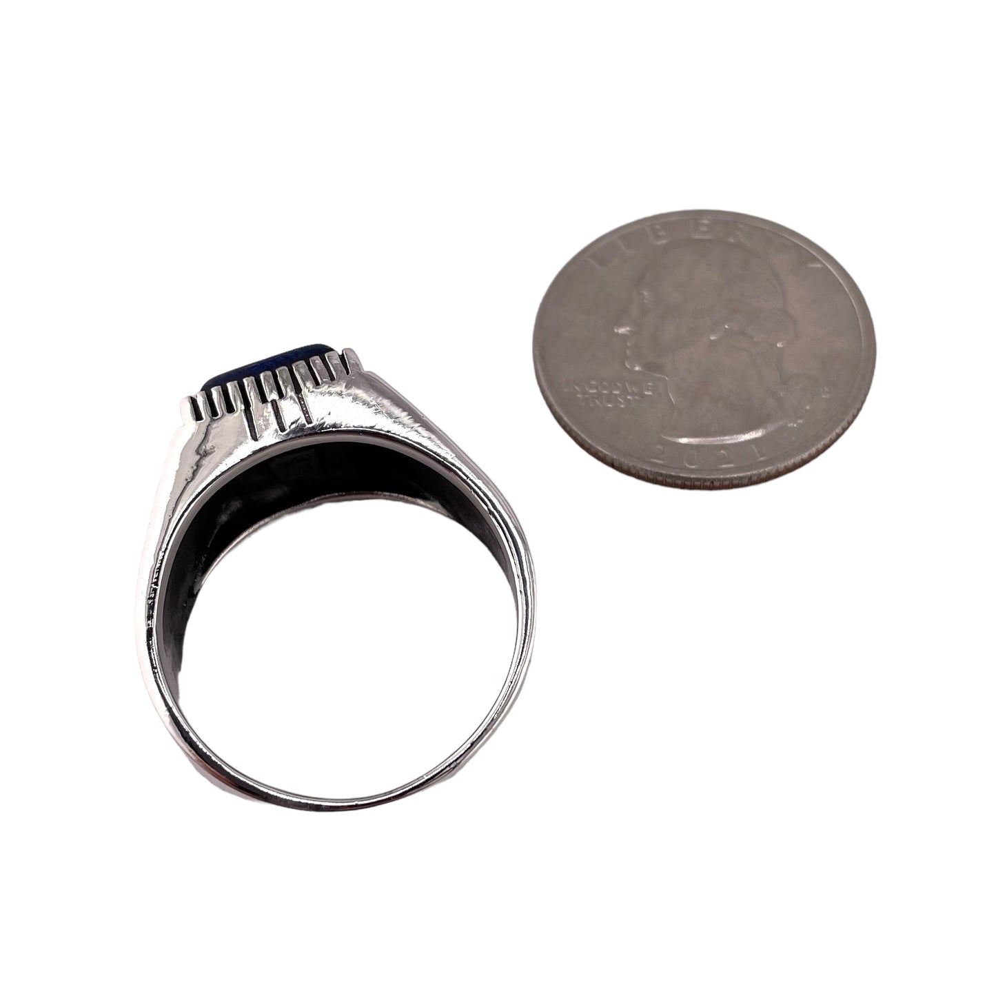 Lapis Stone Rectangle Ring Sterling Silver