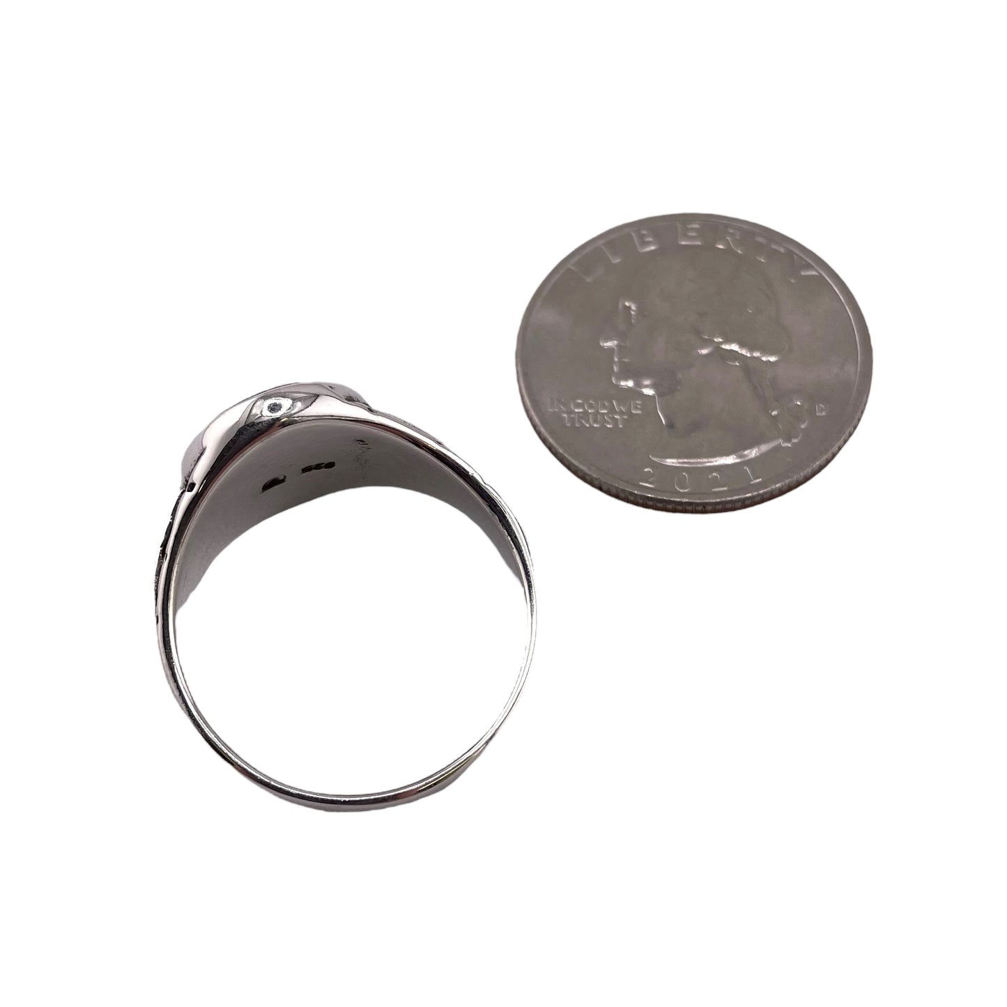 Black Onyx Oval Stone Greek Key Mens Ring Sterling Silver