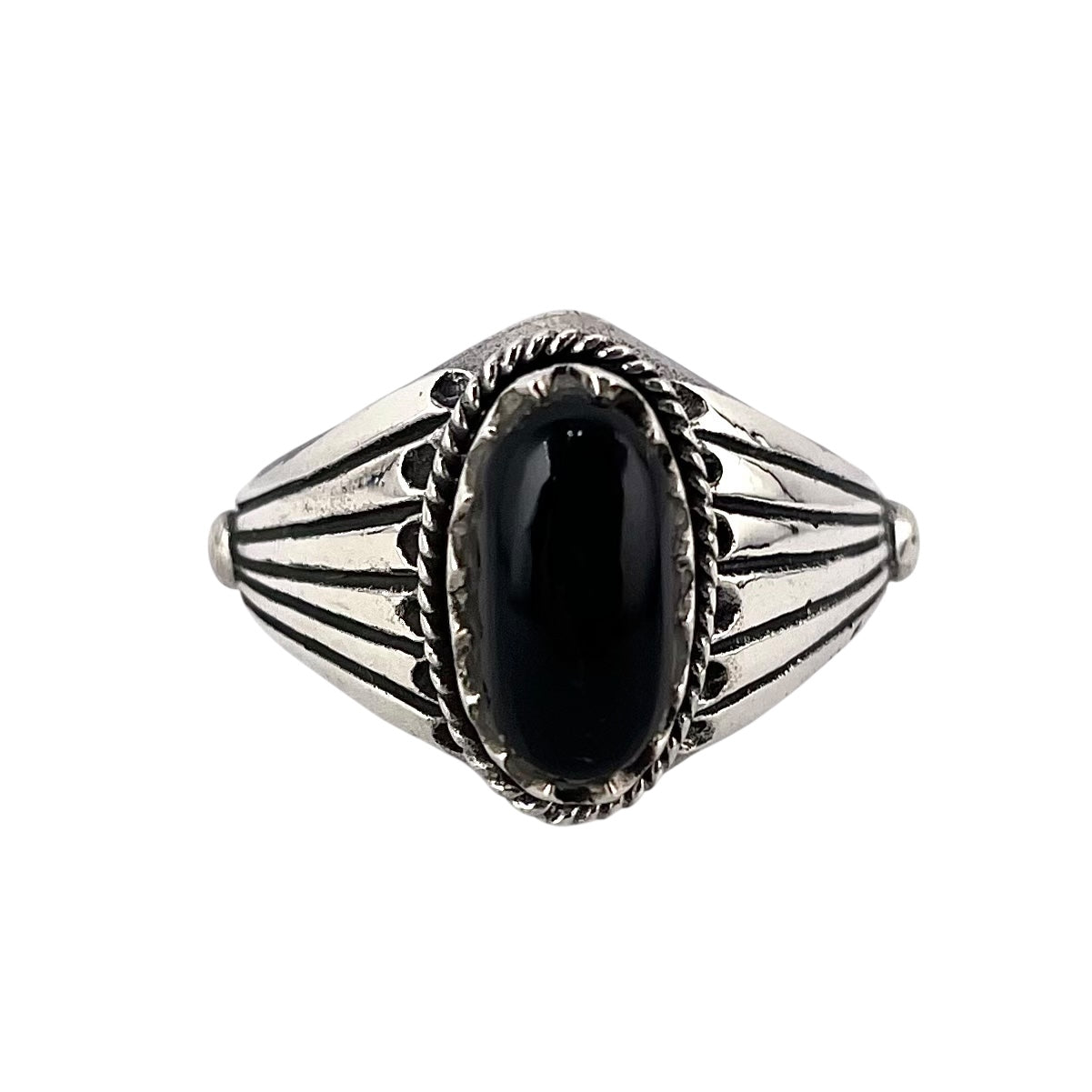 Black Onyx Stone Oval Ring Sterling Silver