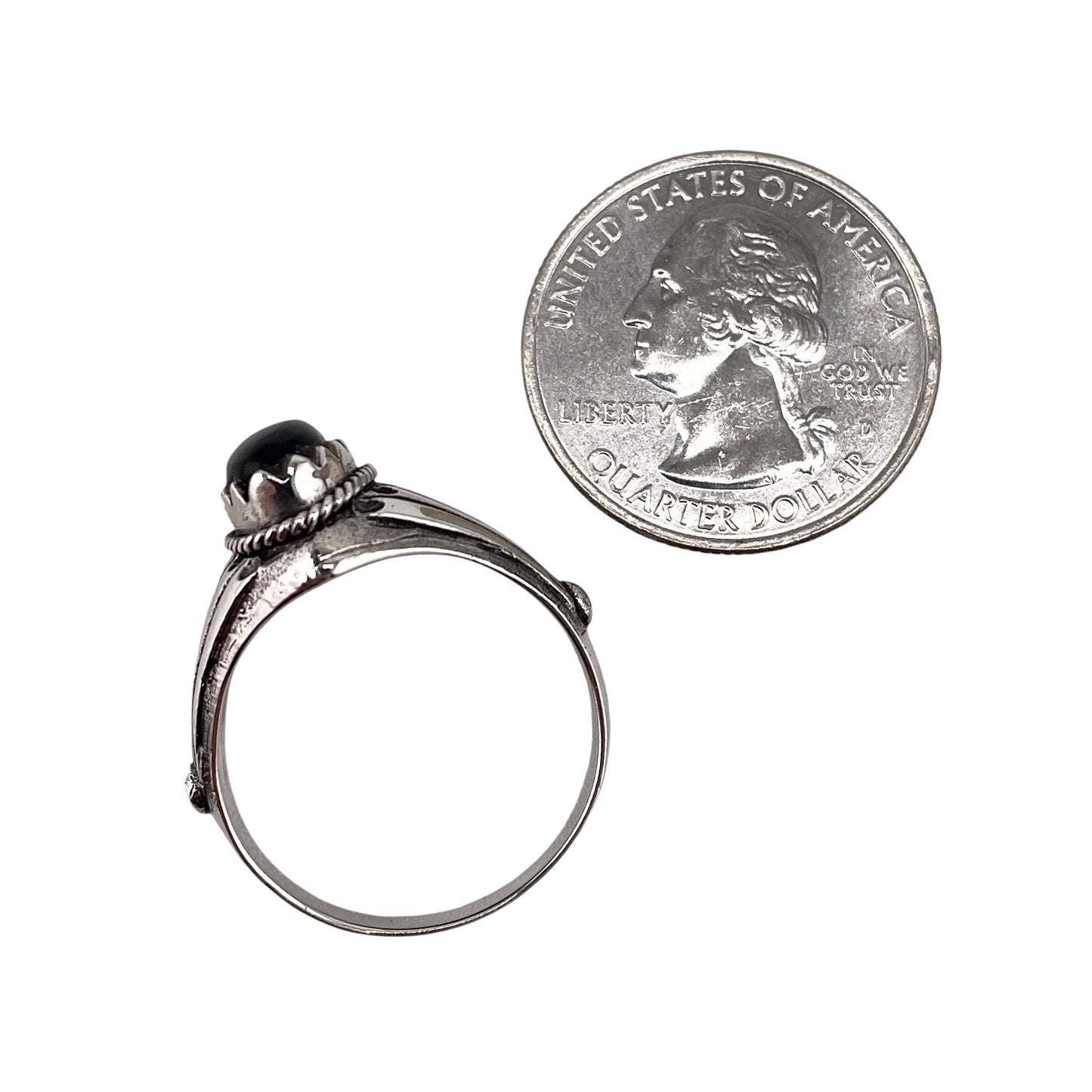 Black Onyx Stone Oval Ring Sterling Silver