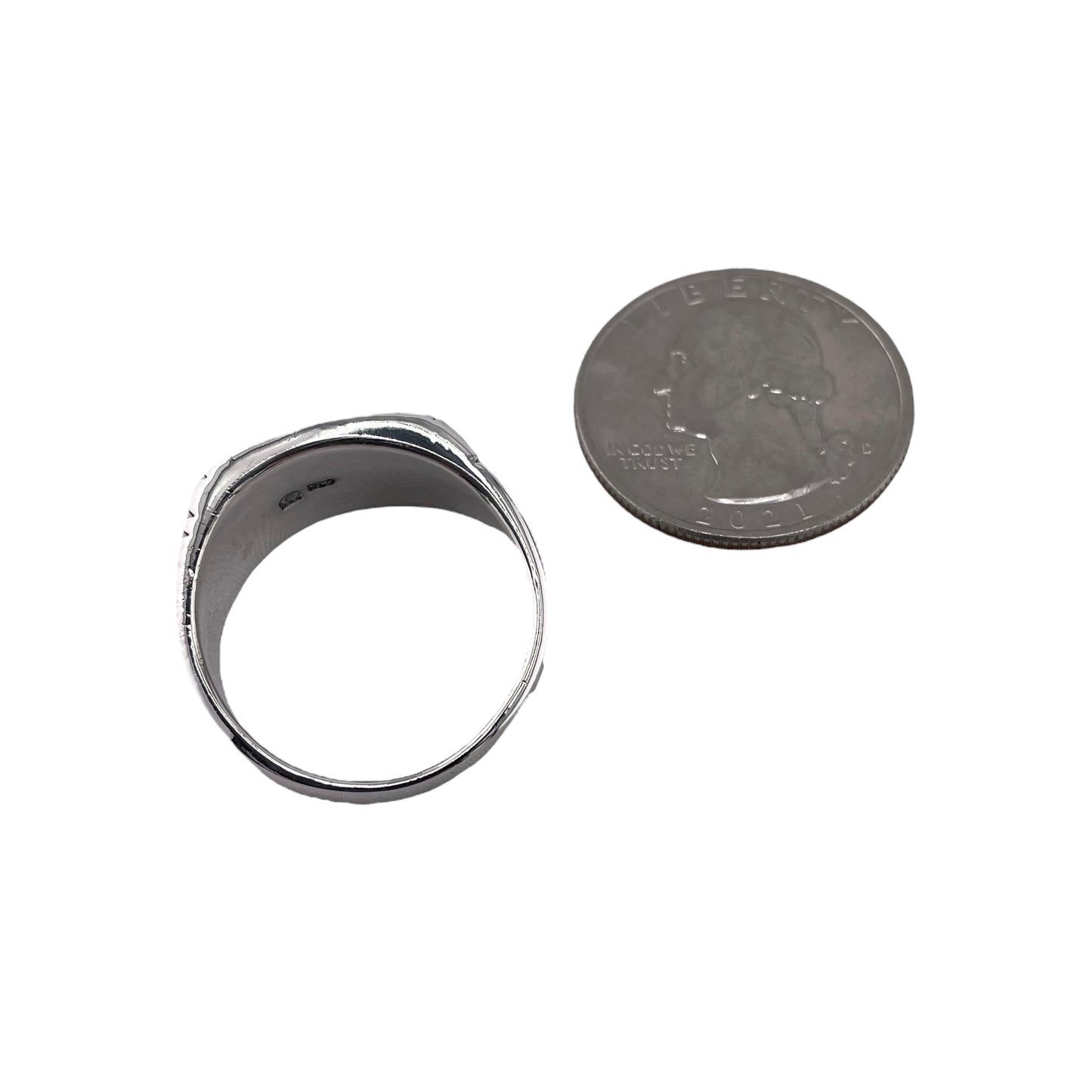 Black Onyx Rectangle Stone Greek Key Mens Ring Sterling Silver