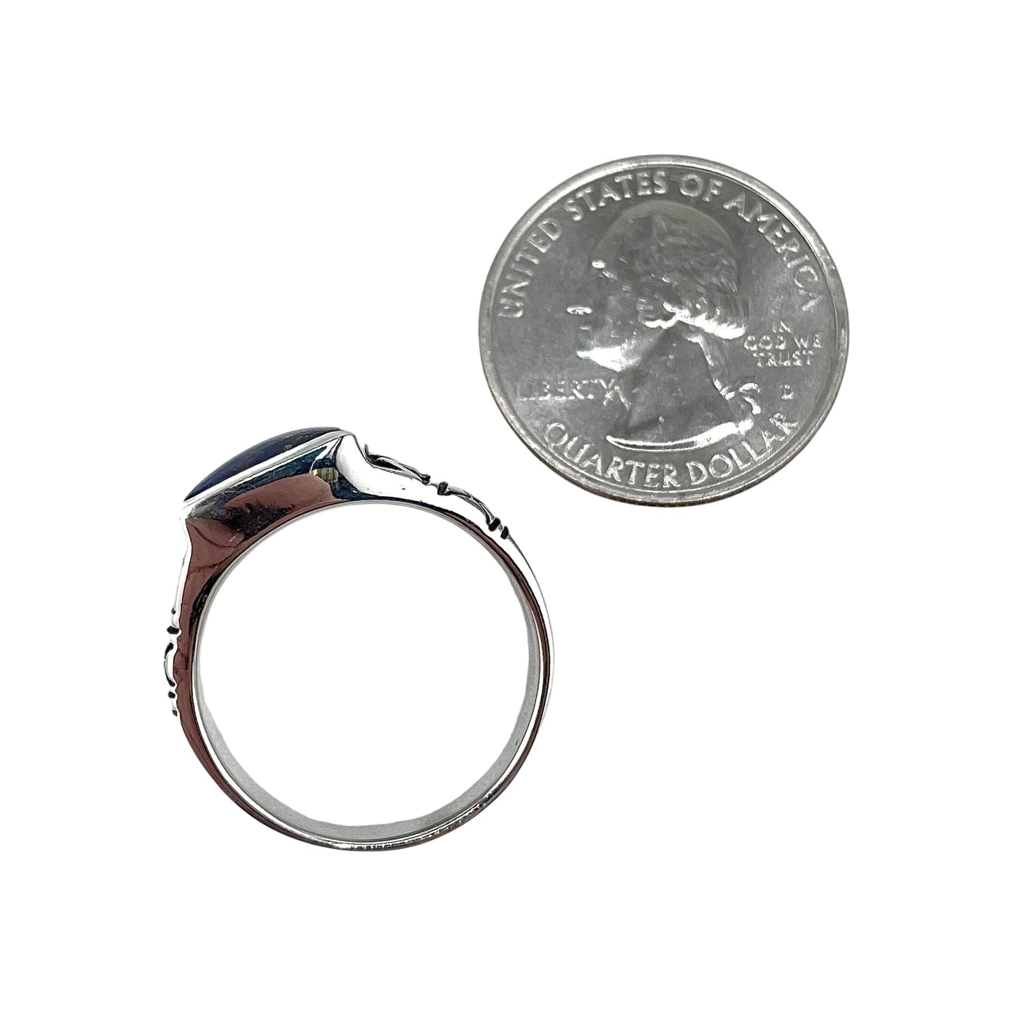 Lapis Rectangle Stone Mens Ring Sterling Silver