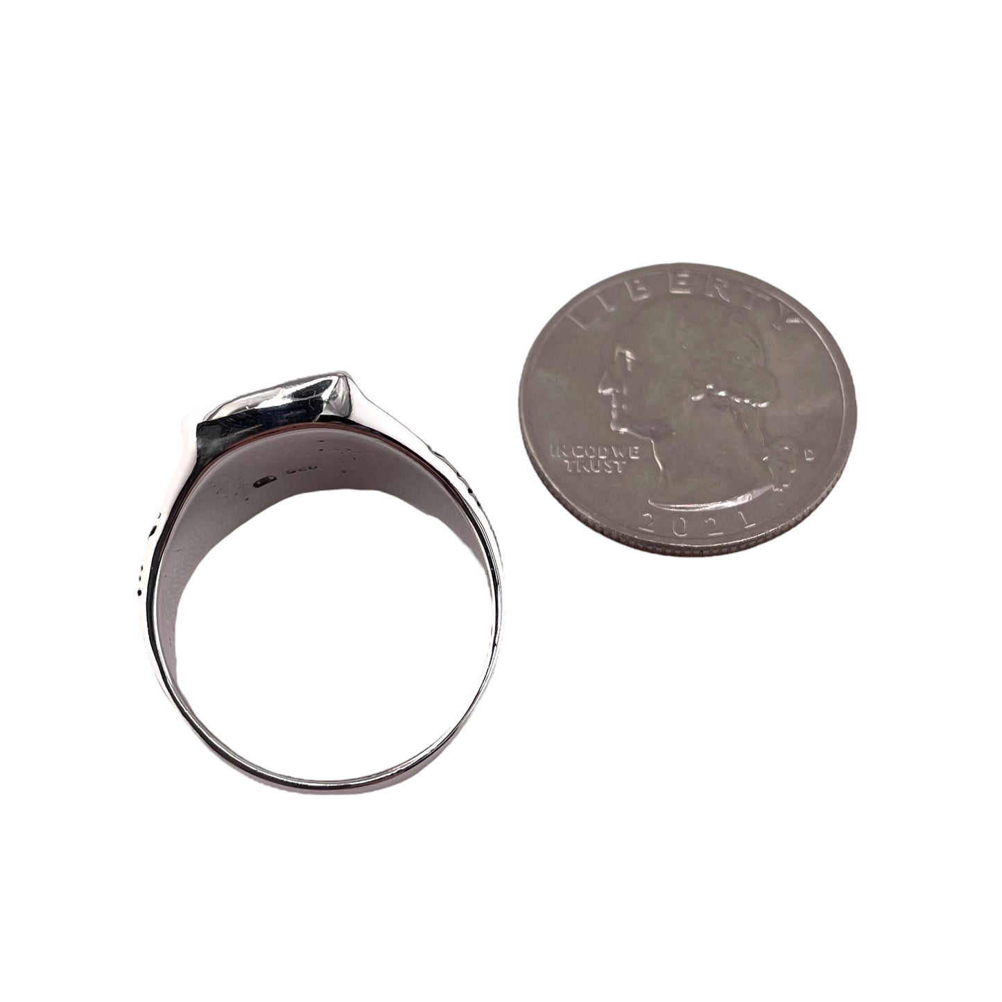 Black Onyx Rectangle Stone Mens Ring Sterling Silver