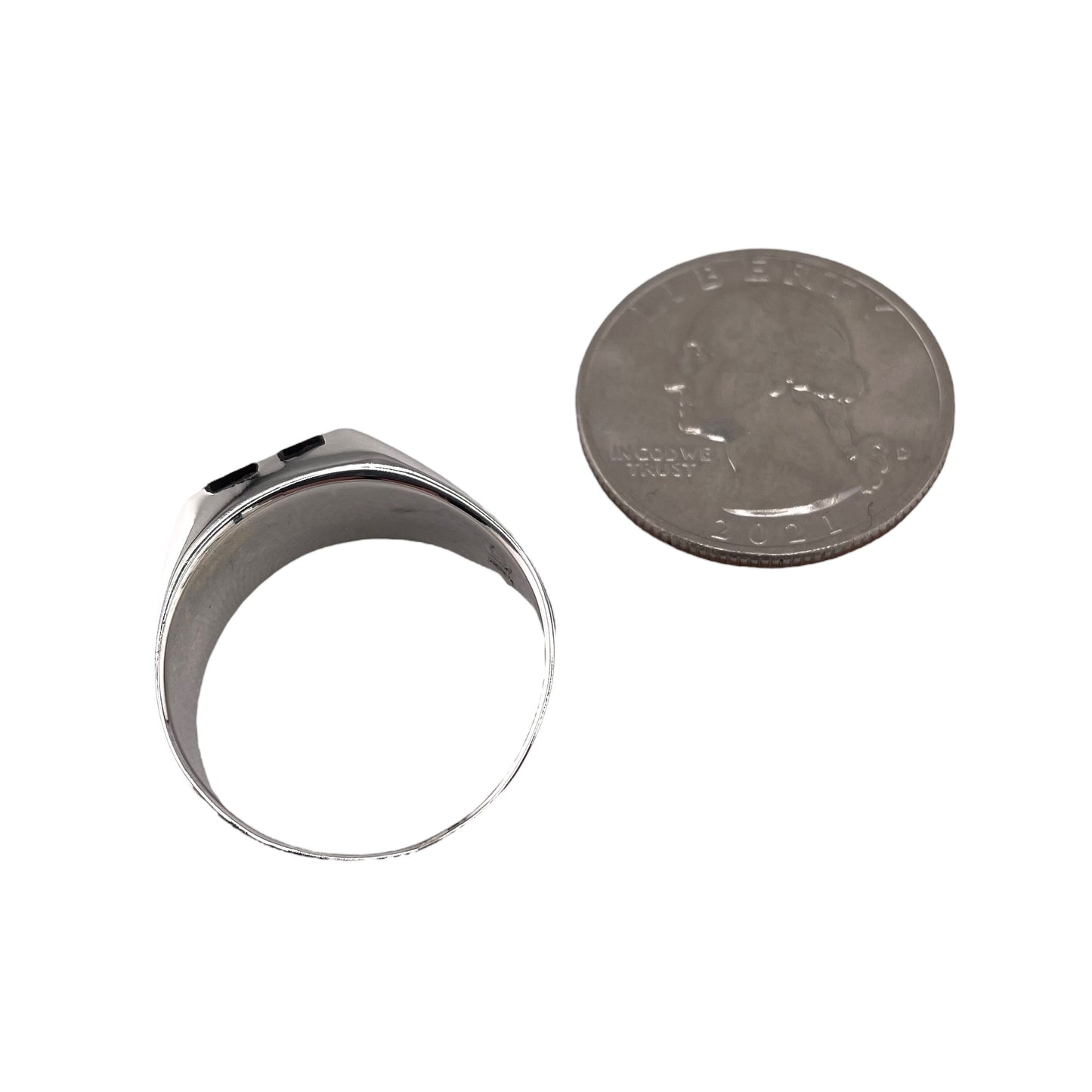 Black Onyx Inlay Stone Ring Sterling Silver