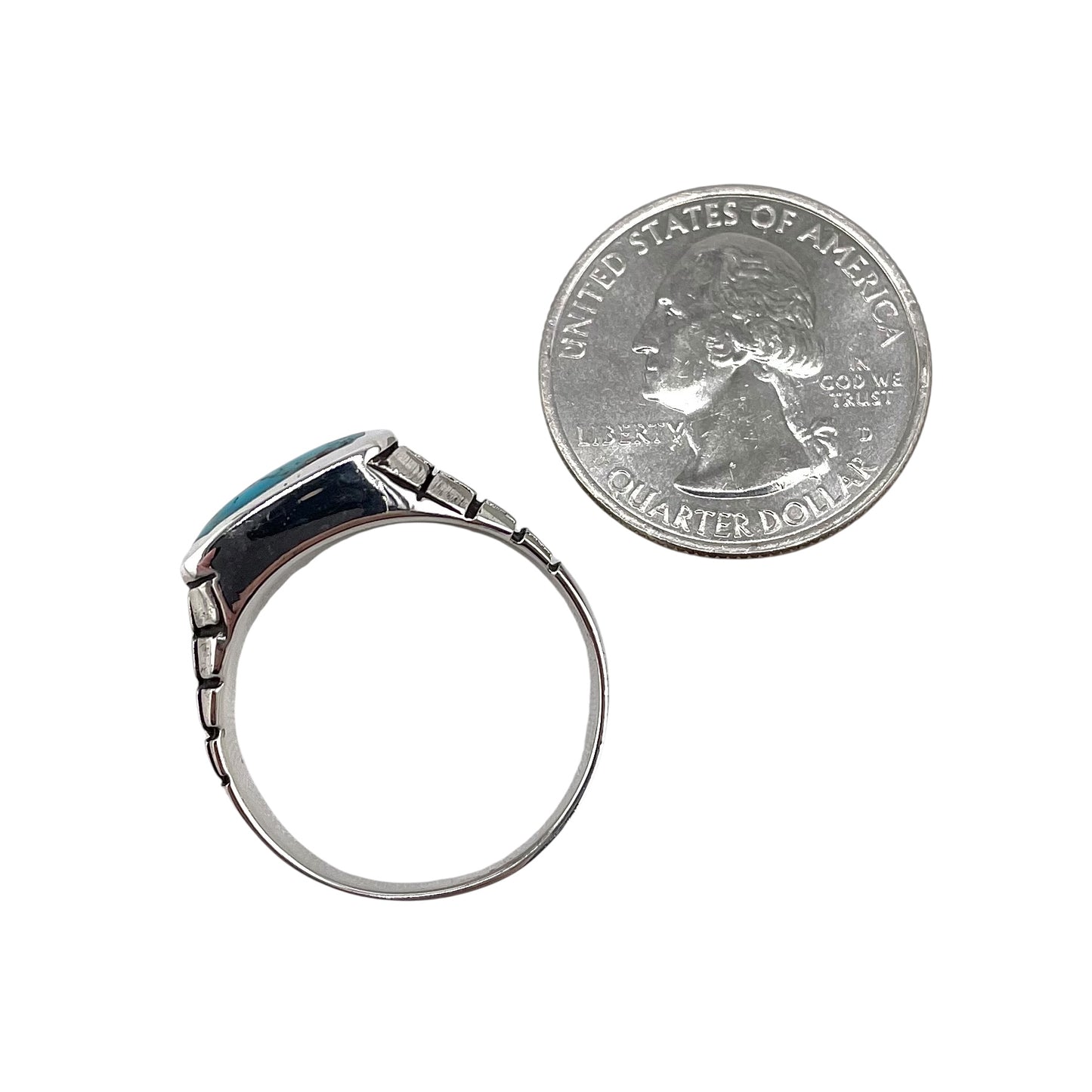Turquoise Stone Square Ring Sterling Silver