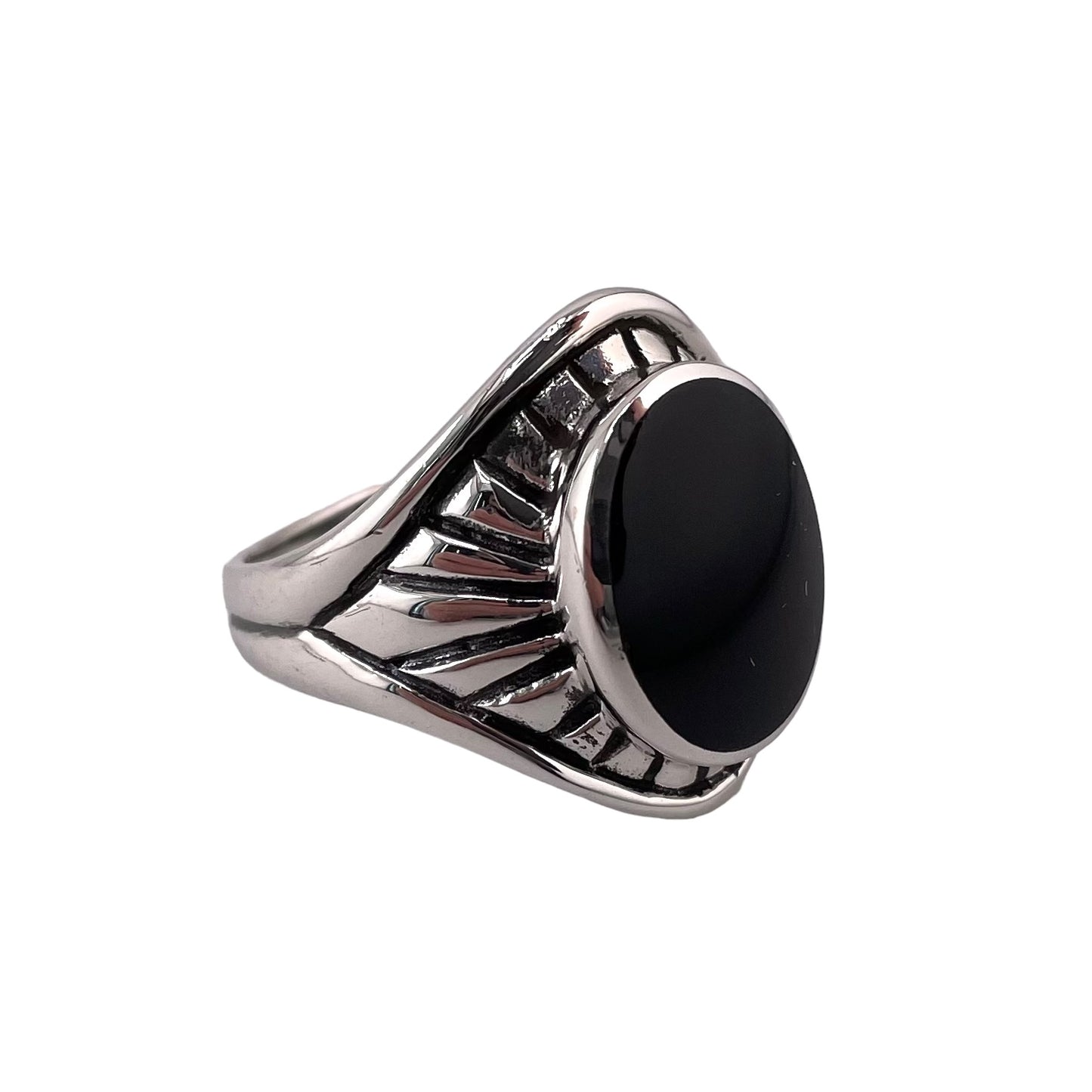 Black Onyx Stone Ring Sterling Silver