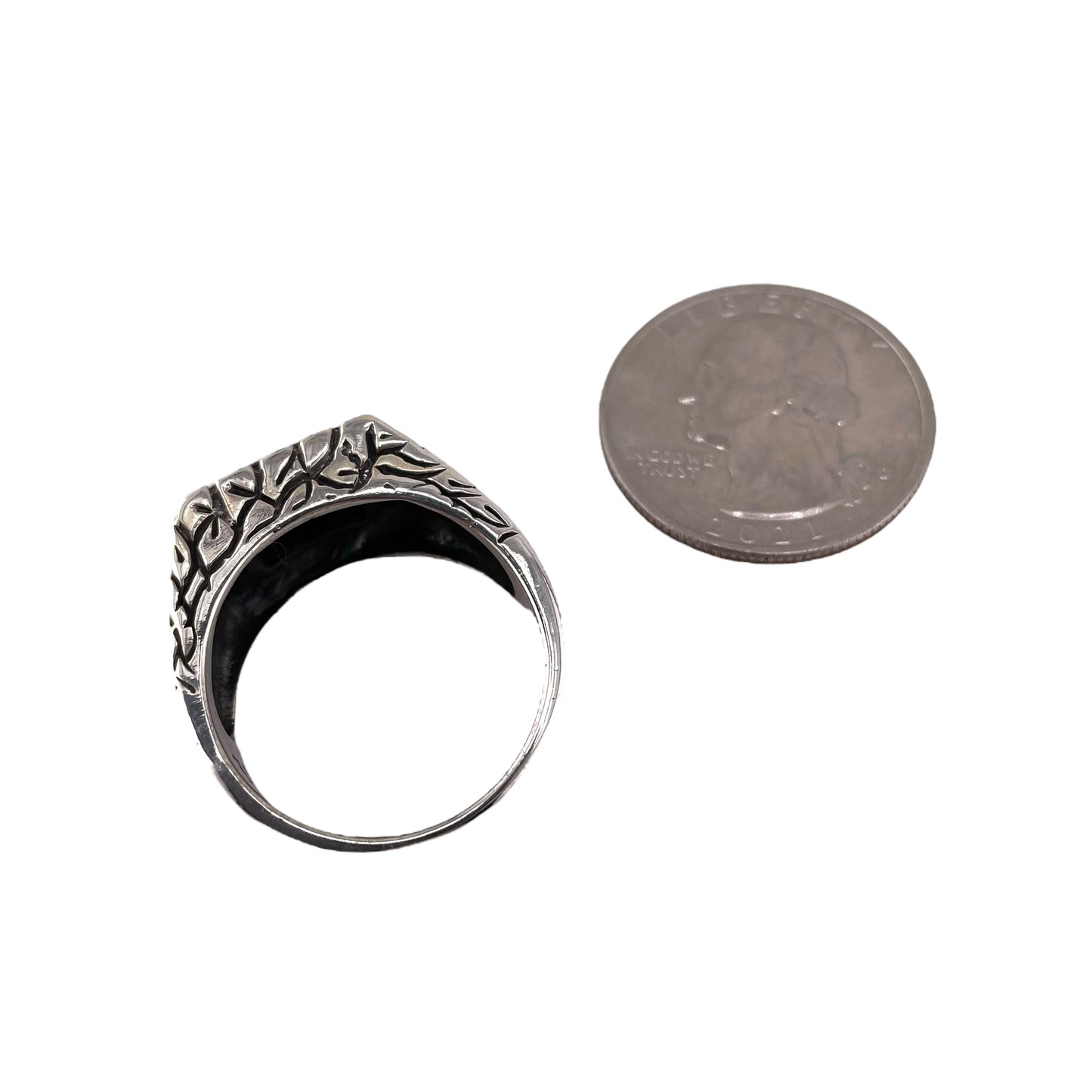 Black Onyx Square Stone Ring Sterling Silver