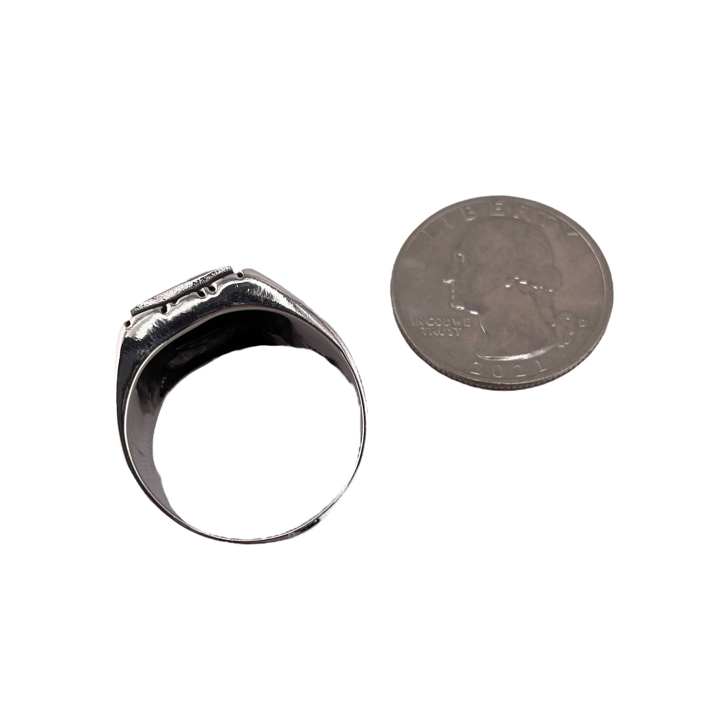 Black Onyx Rectangle Stone Ring Sterling Silver
