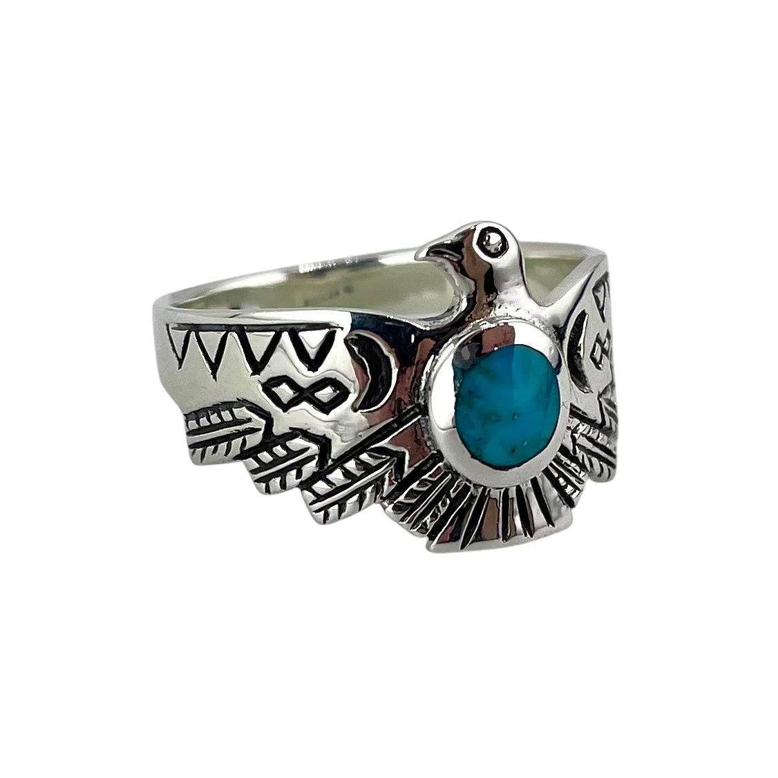 Turquoise Stone Eagle Ring Sterling Silver