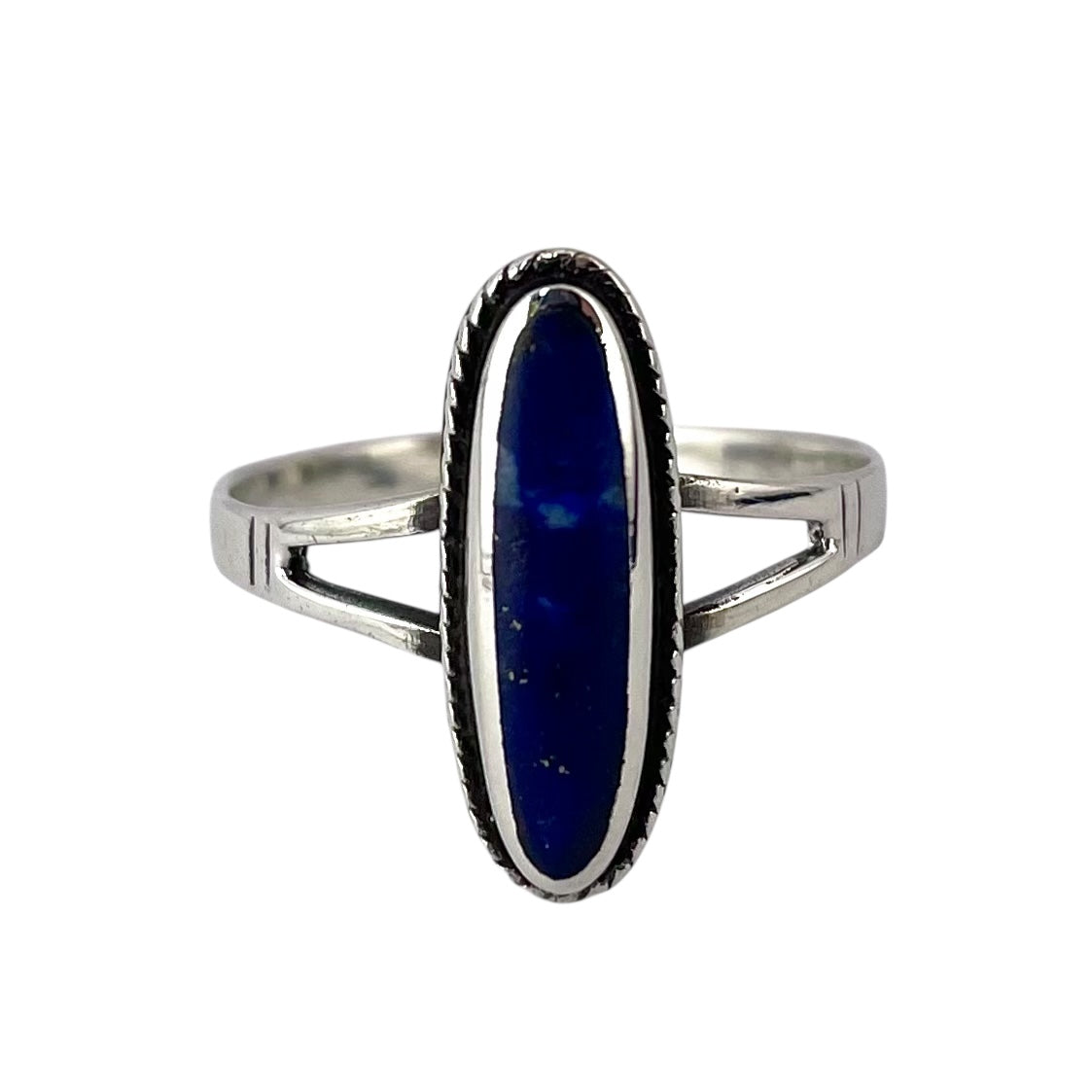 Lapis Stone Oval Rope Ring Sterling Silver